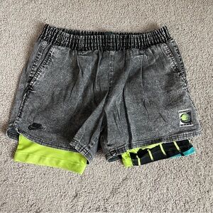 Vintage Nike Andre Agassi Challenge Court Acid wash Denim  spandex shorts / L